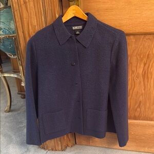 Lands' End Women's Dark Blue Textured Blazer